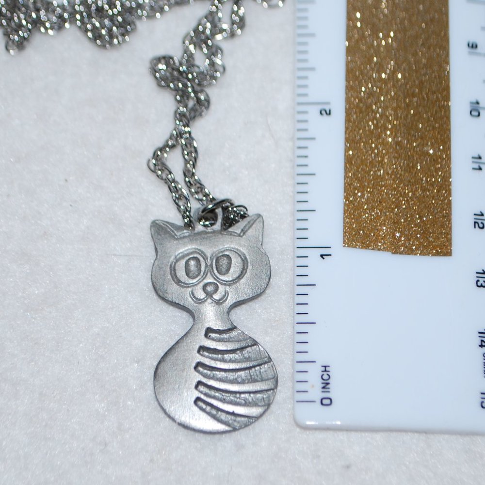 Solid Pewter Cat Necklace - image 3